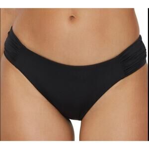 Becca Black Muse Side Ruched Hipster Bikini Bottom L NWT